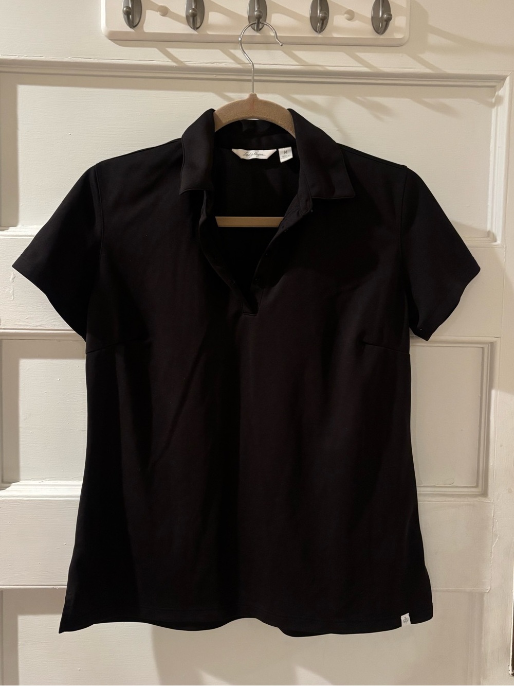 Lady Hagen Black Short-Sleeve Button-Down Polo Top